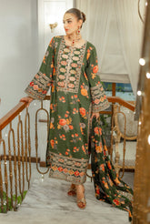 Aneelas Silk Dress Embroidered 3 Piece Unstitched LUX-15 (Green